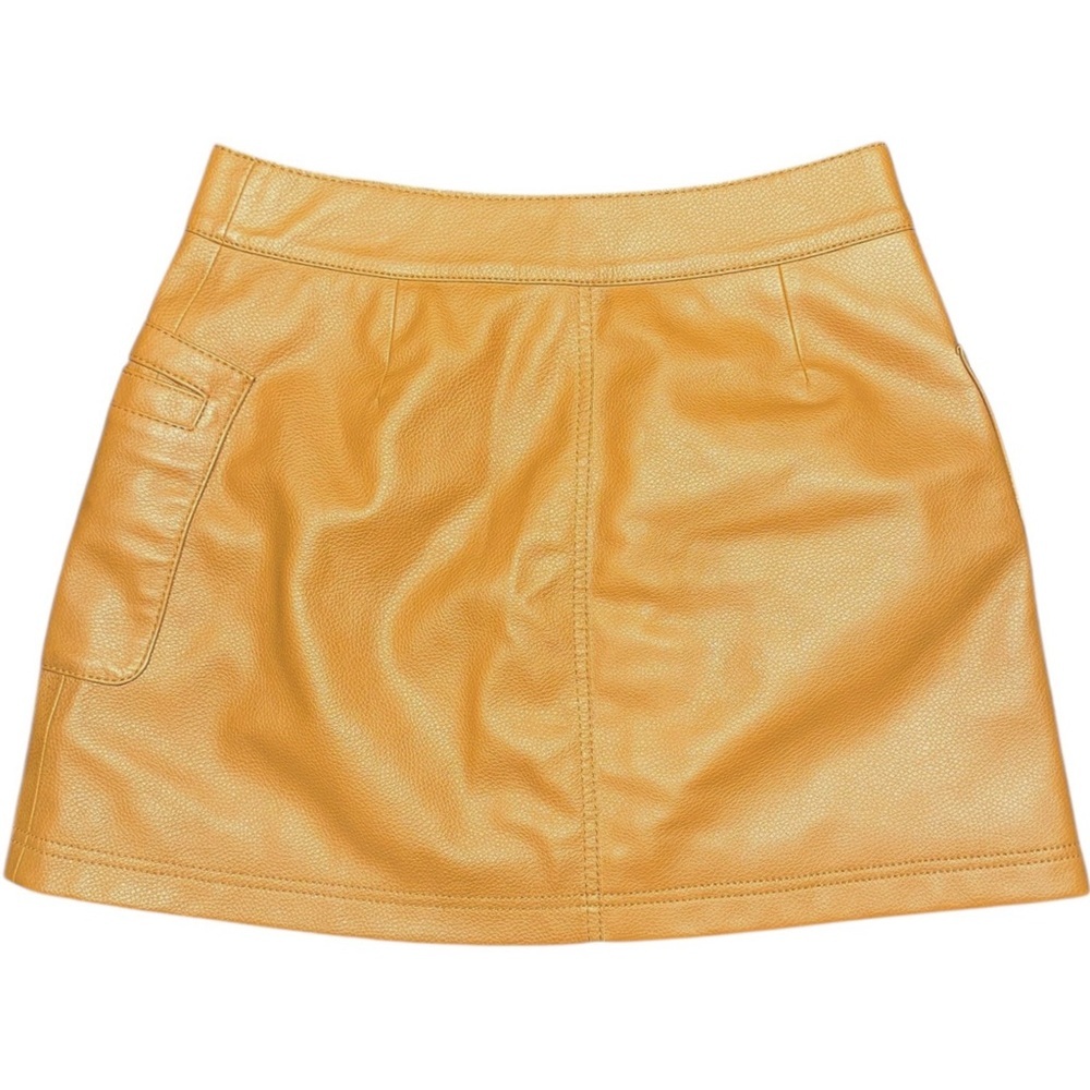Free People ~ Women’s Copper Faux Leather Zip-Up A-Line Mini Skirt ~ Size 2 - Picture 5 of 10